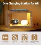 15W Bamboo Wireless Charging Station with Night Light