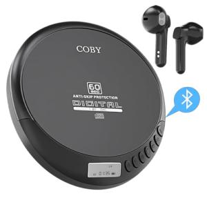 Portable Bluetooth CD Player with Wireless Earbuds