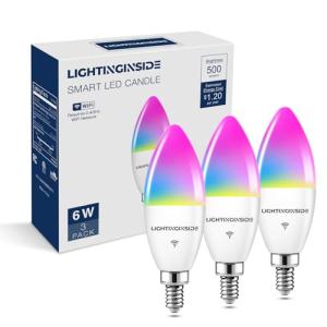 Smart E12 RGBW Light Bulbs, Works with Alexa