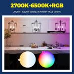 Smart E12 RGBW Light Bulbs, Works with Alexa
