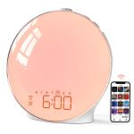 MOMILLA Smart Sunrise Alarm Clock, Wake-up Light Compatible with Alexa, App Control, FM Radio, Sunset Night Light, Dual Alarms with Snooze Function for Heavy Sleepers, Adults & Kids