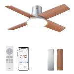 Dreo Smart Ceiling Fans with Lights and Remote, 12 Speeds & 3 Fan Modes, Quiet DC Motor, Easy to Install, Dimmable LED Ceiling Fans with APP/Alexa Control, 12H Timer for Home, Indoor, Silver, 44''