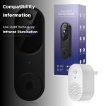 BITEPASS 1080p Wireless Video Doorbell Camera Black