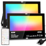 Smart RGB LED Flood Lights with APP Control - 2 Pack