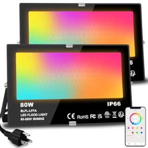 Smart RGB LED Flood Lights with APP Control - 2 Pack