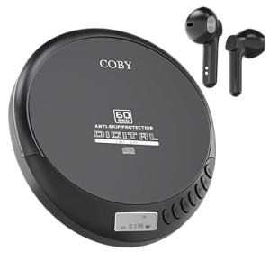 Portable Bluetooth CD Player with Wireless Earbuds