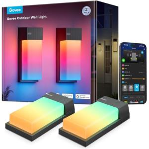 Smart RGBIC Outdoor Wall Light, 2 Pack