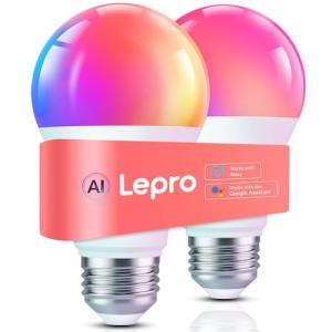 Lepro B1 AI Smart RGBW Light Bulbs, 2 Pack