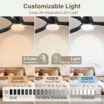 cumilo 52” Smart Ceiling Fanswith Lights Remote Control,Quiet DC Motor,Outdoor Indoor Modern Farmhouse Ceiling Fan work with Alexa App,Dimmable LED Light,Black/Brown for Bedroom Living Room Patio