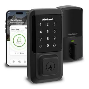 Kwikset Halo Touchscreen Wi-Fi Smart Door Lock, Keyless Entry Electronic Deadbolt Door Lock, No Hub Required App Remote Control, With SmartKey Re-Key Security, Matte Black