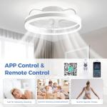Ceiling Fans with Lights and Remote 20", Ceiling Fan APP Control Dimmable Low Profile Flush Mount Bladeless Ceiling Fan Indoor Modern Smart with Light for Living Room, Bedroom, Kitchen