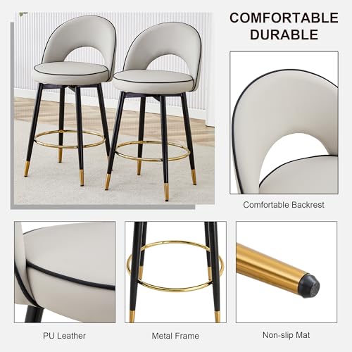 LUFTUT Counter Height Dining Table Set for 4,Pub Bar Table & Grey 360°Swivel Counter Stools,Glass Bar Table and Chairs Set,Tall Kitchen Table Set for Kitchen,Pub,Breakfast Nook…