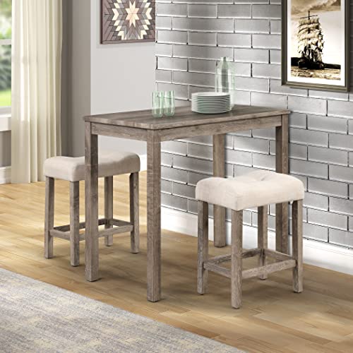 Roundhill Sora Wood 3-Piece Counter Height Dining Set