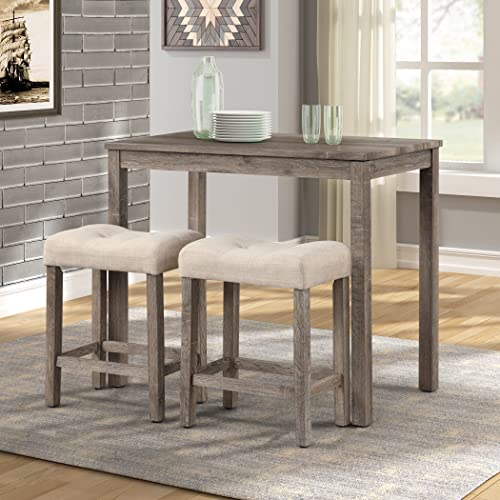 Roundhill Sora Wood 3-Piece Counter Height Dining Set