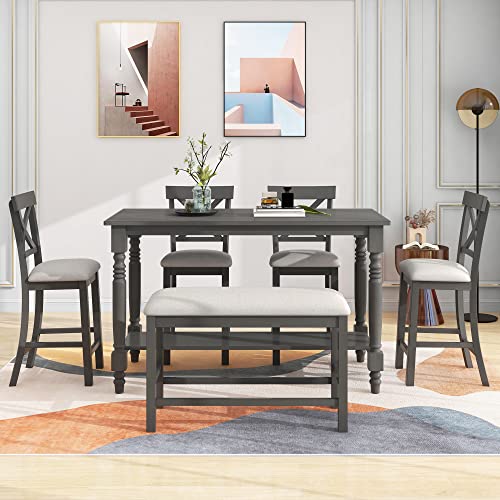 Modern 6-Piece Counter Height Dining Set in Gray
