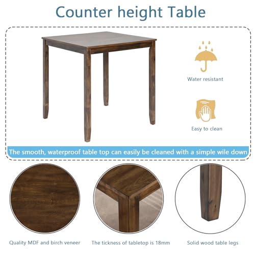 Farmhouse Dining Table Set for 4, Solid Wood