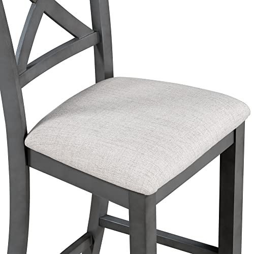 6-Piece Gray Dining Set with Table, Chairs, Bench