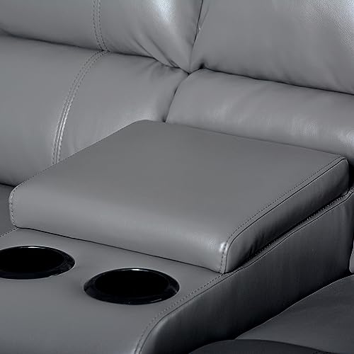 Modular Recliner Sectional Sofa in Grey PU Leather