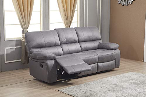 Betsy Microfiber Reclining Sofa and Loveseat Set, Grey
