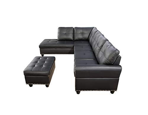 Livavege Faux Leather Sectional Sofa with Chaise Lounge