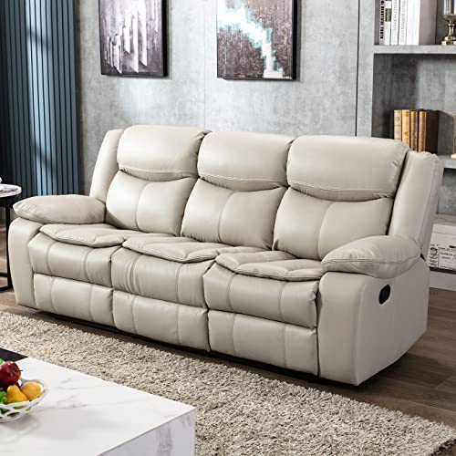 Breathable Leather Reclining Sofa Set for Living Room