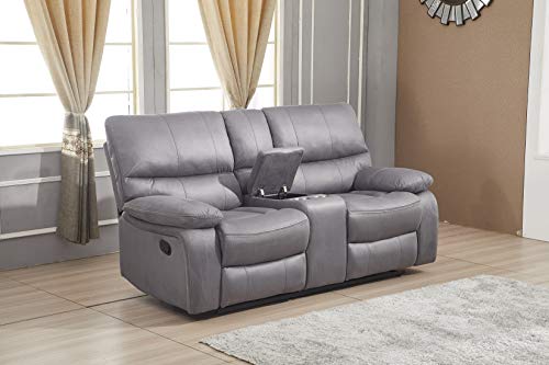 Betsy Microfiber Reclining Sofa and Loveseat Set, Grey