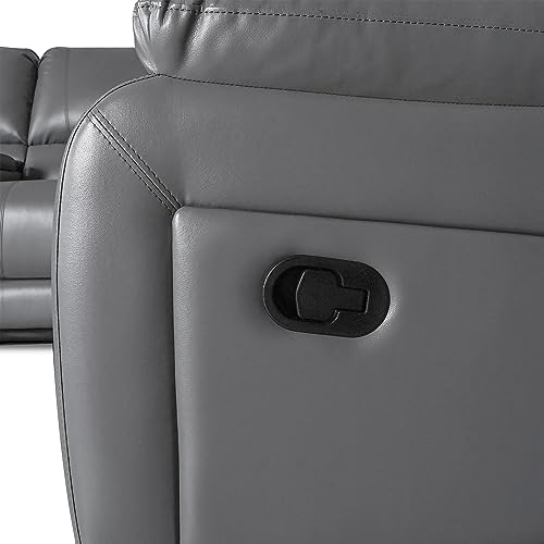 Modular Recliner Sectional Sofa in Grey PU Leather