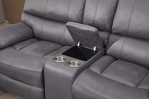 Betsy Microfiber Reclining Sofa and Loveseat Set, Grey