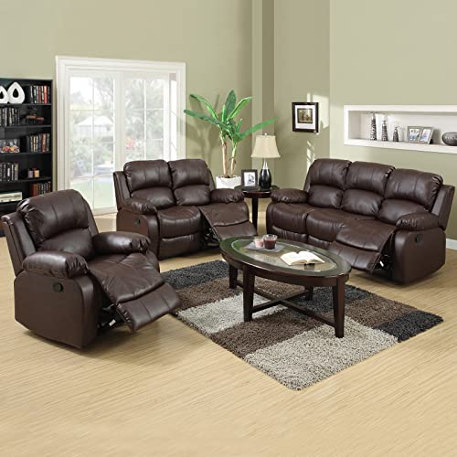 Ainehome Luxury Recliner Sofa Living Room Set in Brown