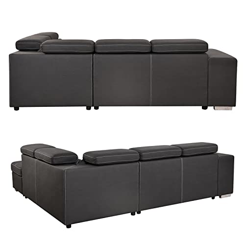 L-Shaped Sleeper Sofa with Pull-Out Bed & Storage
