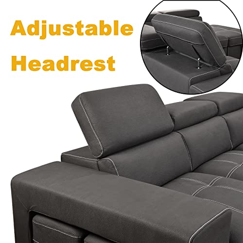 L-Shaped Sleeper Sofa with Pull-Out Bed & Storage