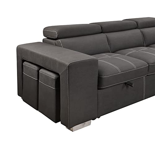 L-Shaped Sleeper Sofa with Pull-Out Bed & Storage