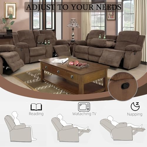 Caberryne Corduroy Recliner Sofa and Loveseat Set - Brown
