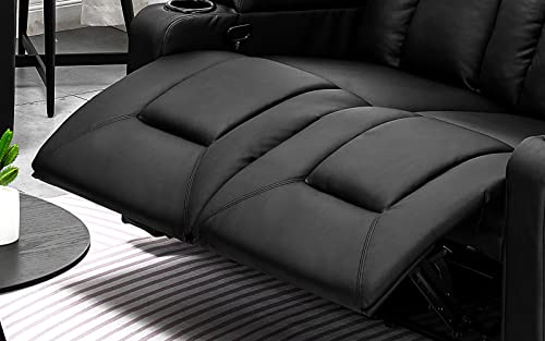 COMHOMA Black Bonded Leather Recliner Living Room Set
