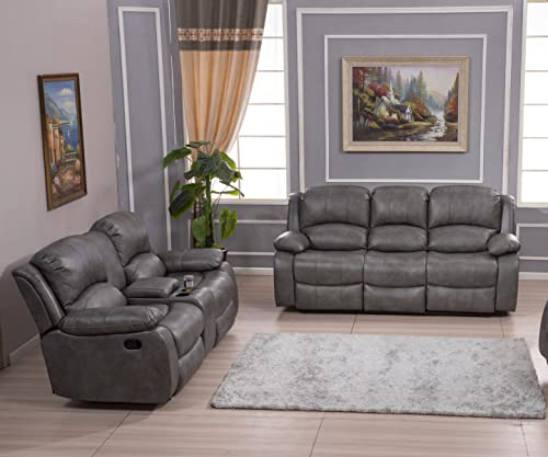 Betsy Furniture Bonded Leather Reclining Sofa Loveseat Set