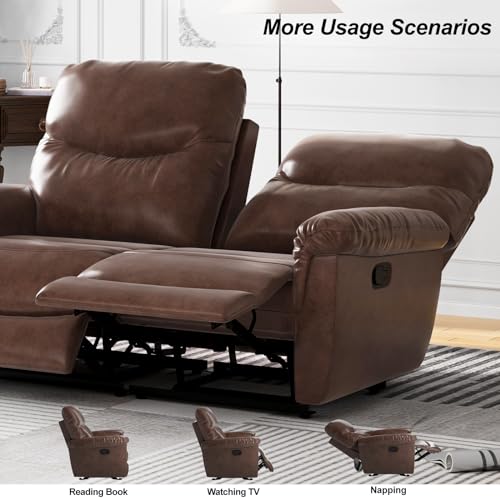 Brown 3-Piece Faux Leather Recliner Sofa Set