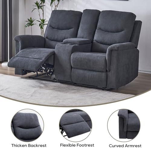 Recliner Sofa Set with Loveseat and Console - 2 Pieces