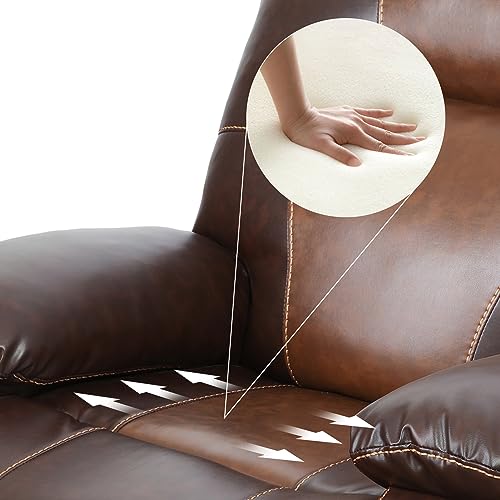 Modern Brown Leather Recliner Sofa Set with Loveseat