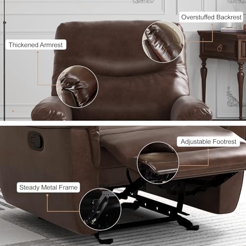 Brown 3-Piece Faux Leather Recliner Sofa Set