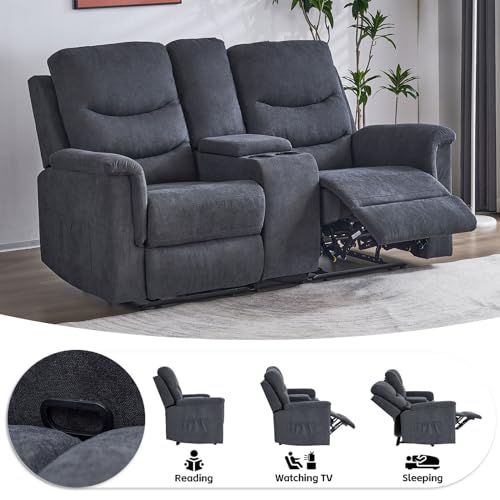 Recliner Sofa Set with Loveseat and Console - 2 Pieces