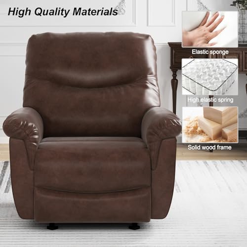 Brown 3-Piece Faux Leather Recliner Sofa Set