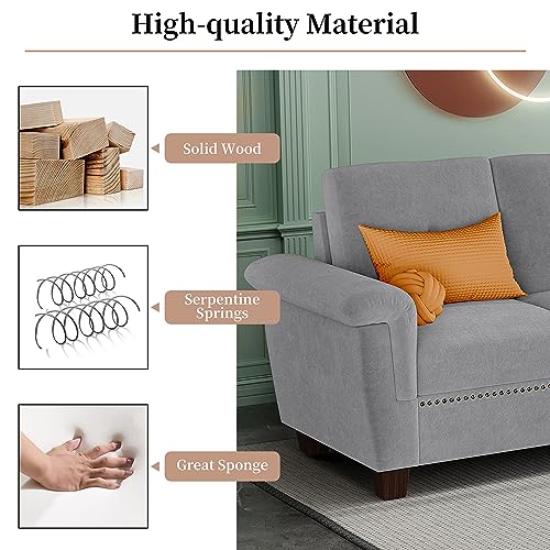 JAMFLY L Shaped Sectional Sofa with Storage and Cup Holders