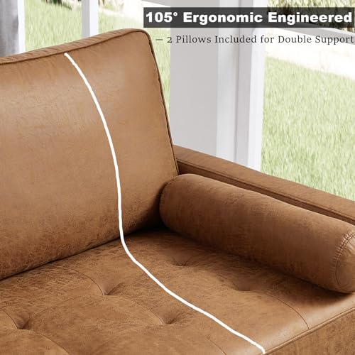 Mid Century Modern Faux Leather Sofa Couch Set