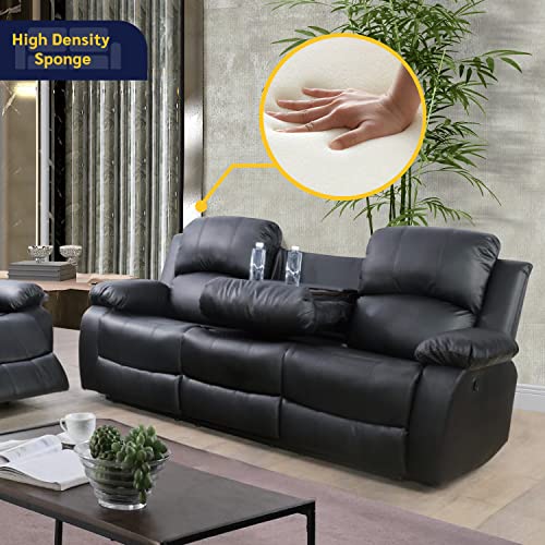 Beverly Fine Furniture Phoenix 3-Piece Recliner Set, Black