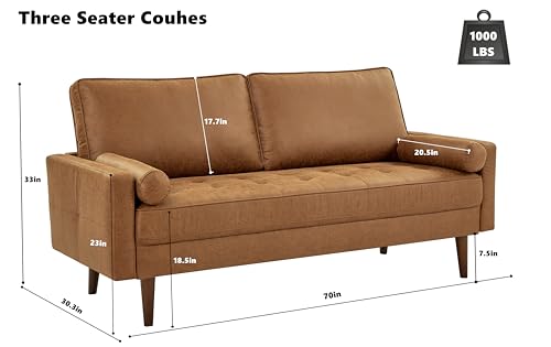 Mid Century Modern Faux Leather Sofa Couch Set