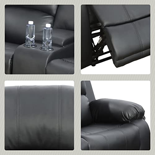 Beverly Fine Furniture Phoenix 3-Piece Recliner Set, Black