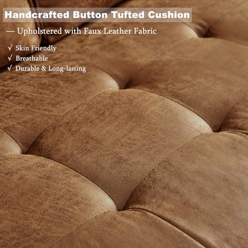 Mid Century Modern Faux Leather Sofa Couch Set