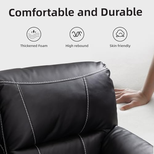 EBELLO Black Faux Leather Double Recliner Loveseat