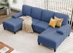 JAMFLY U-Shaped Sectional Couch with Double Chaises, Dark Grey