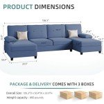 JAMFLY U-Shaped Sectional Couch with Double Chaises, Dark Grey